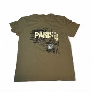 Olive Graphic short sleeve T-Shirt with Y2K Paris Print